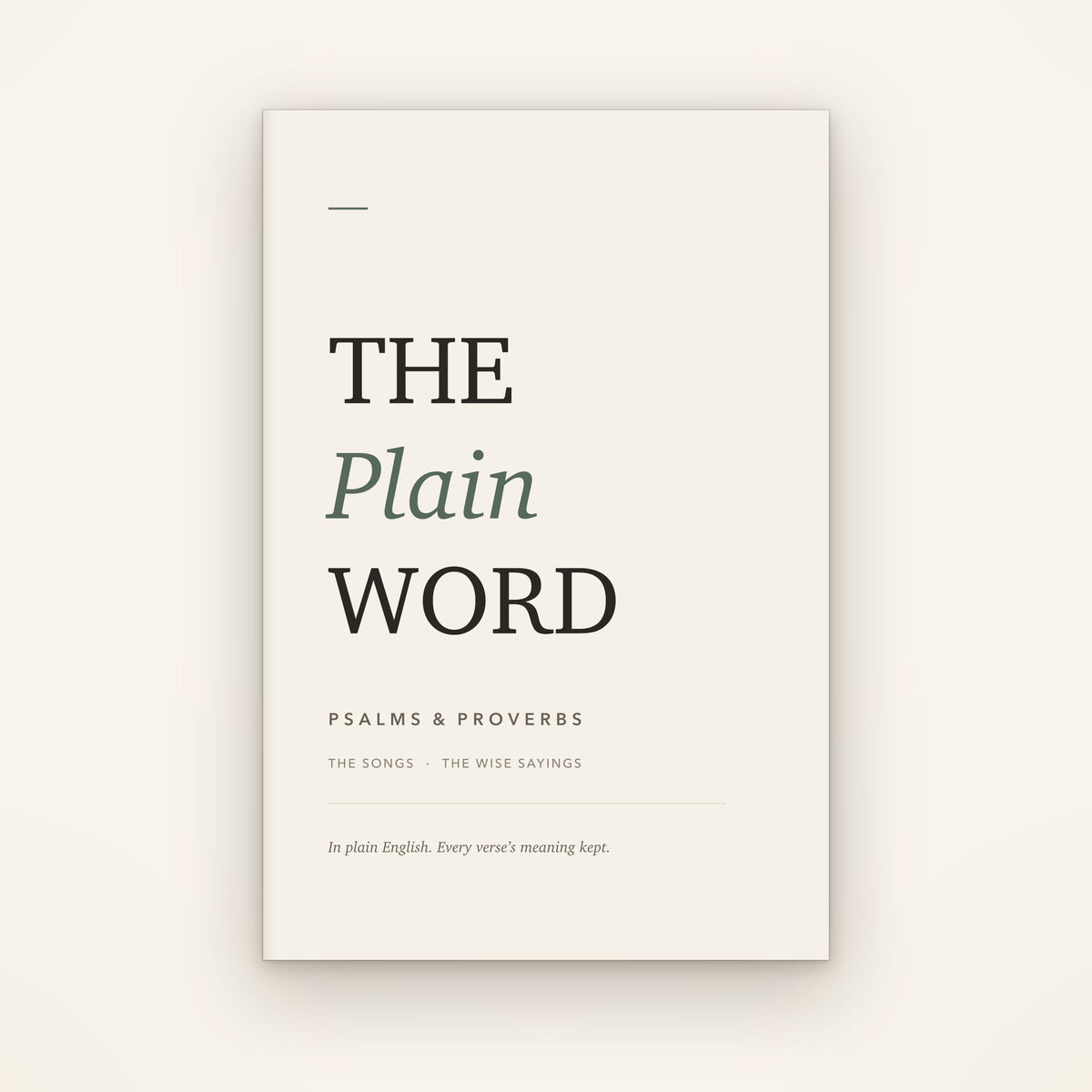 The Plain Word: Psalms & Proverbs, cover