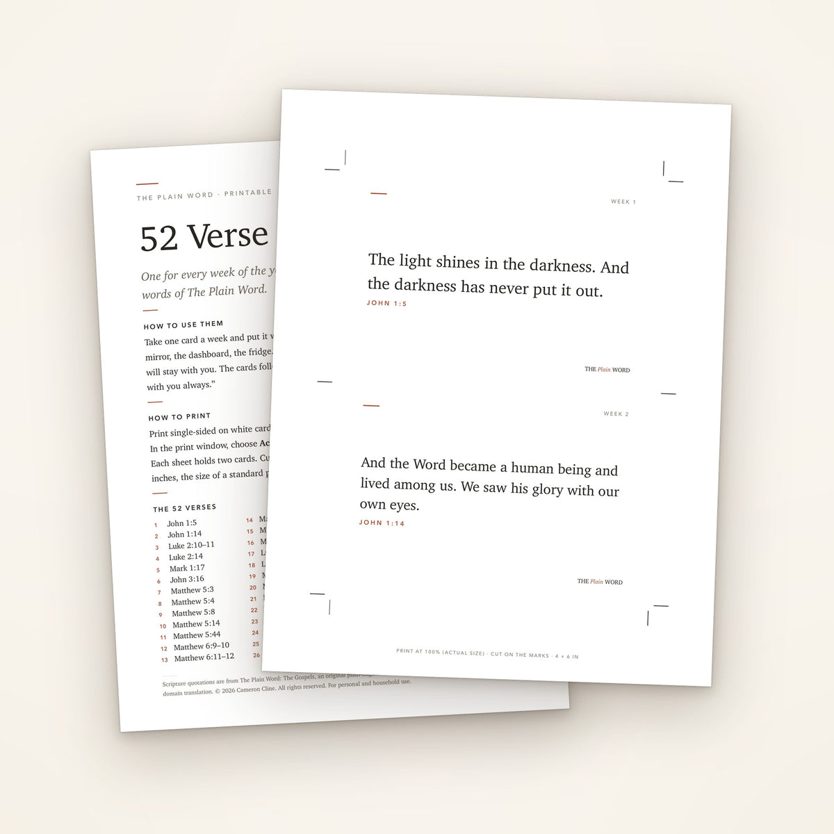 52 Verse Cards to Print