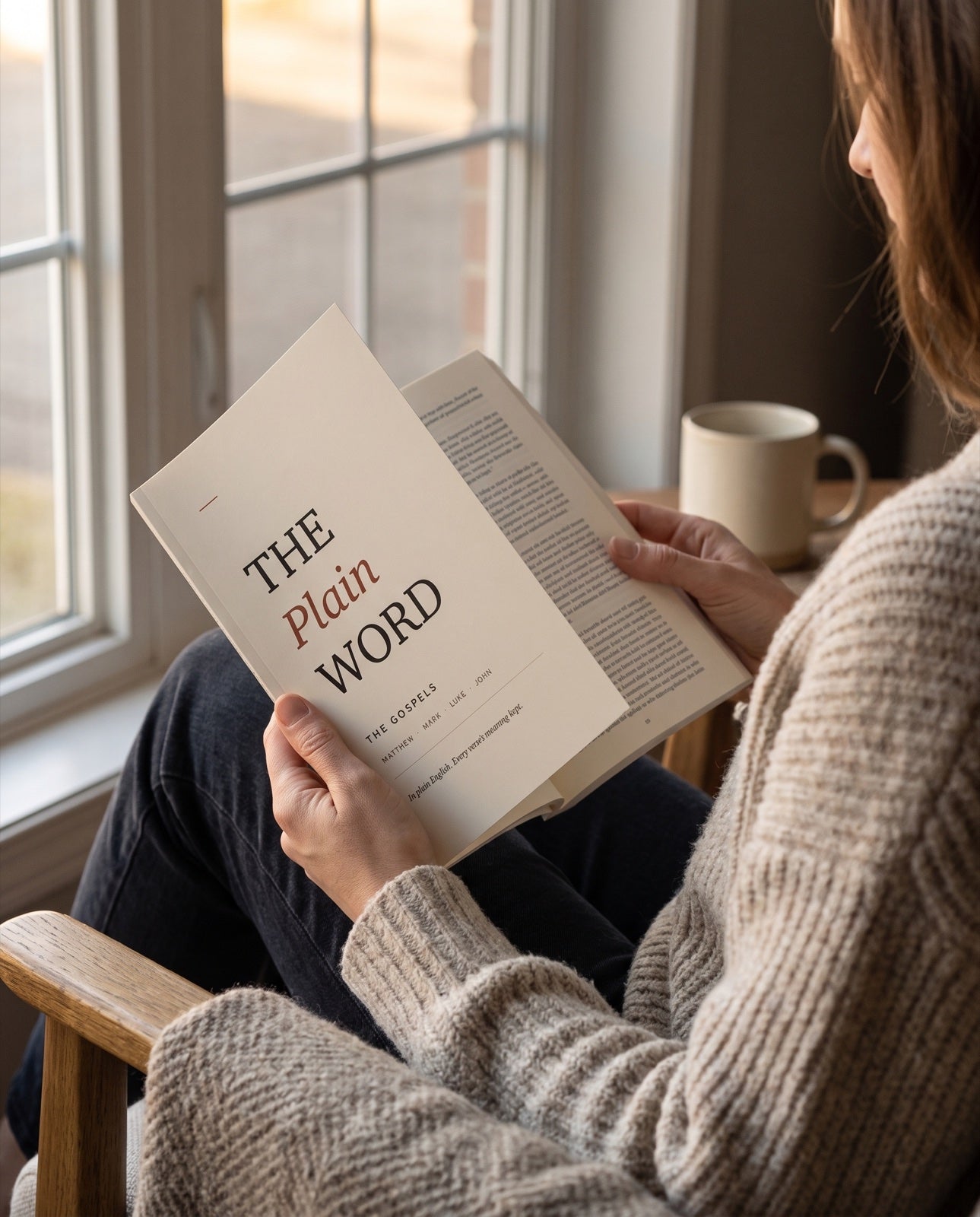 Reading in an armchair